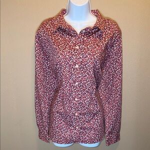 Duluth Trading Co Red and White Patterned Button Down Shirt